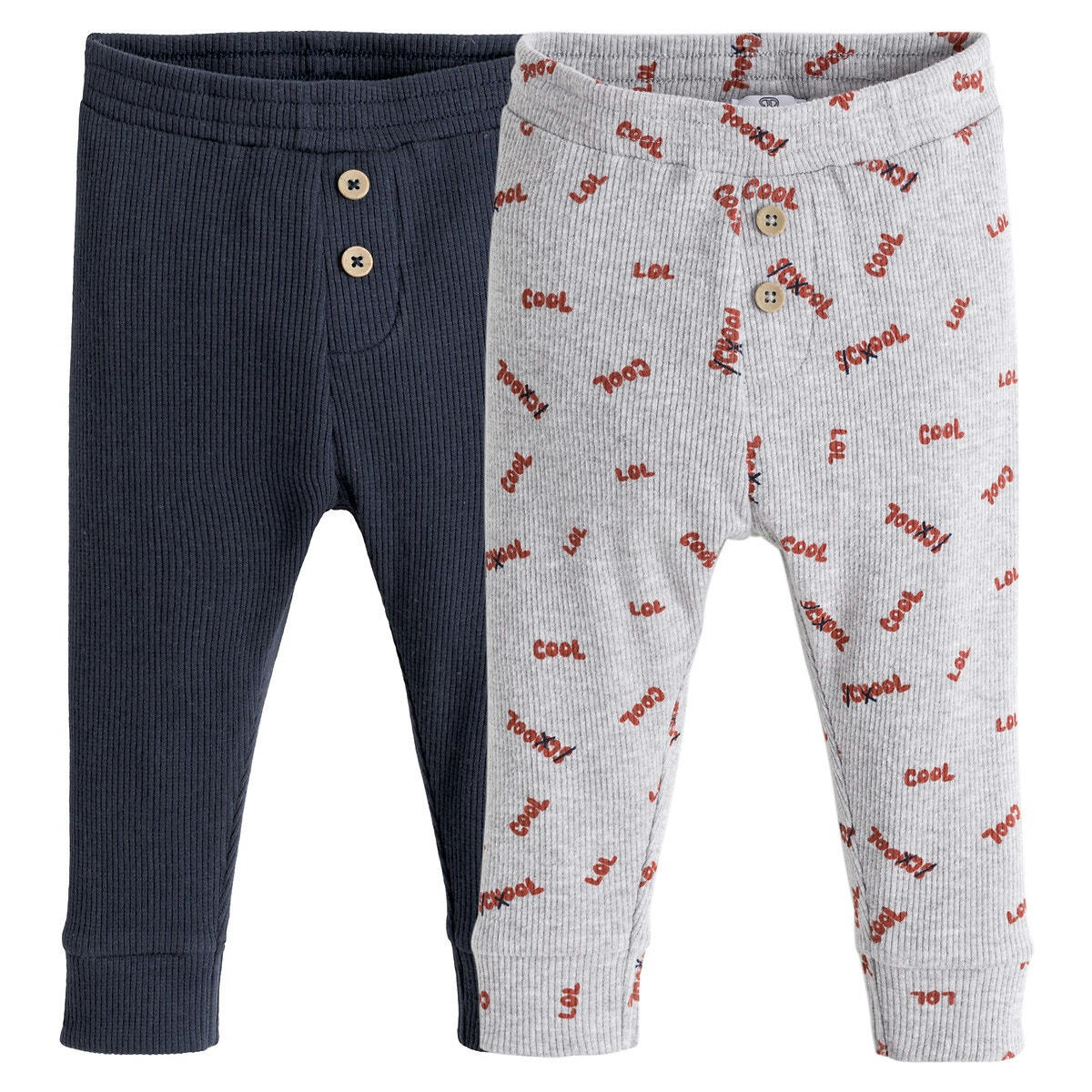 Lot de 2 leggings en côtes 1 mois-3 ans