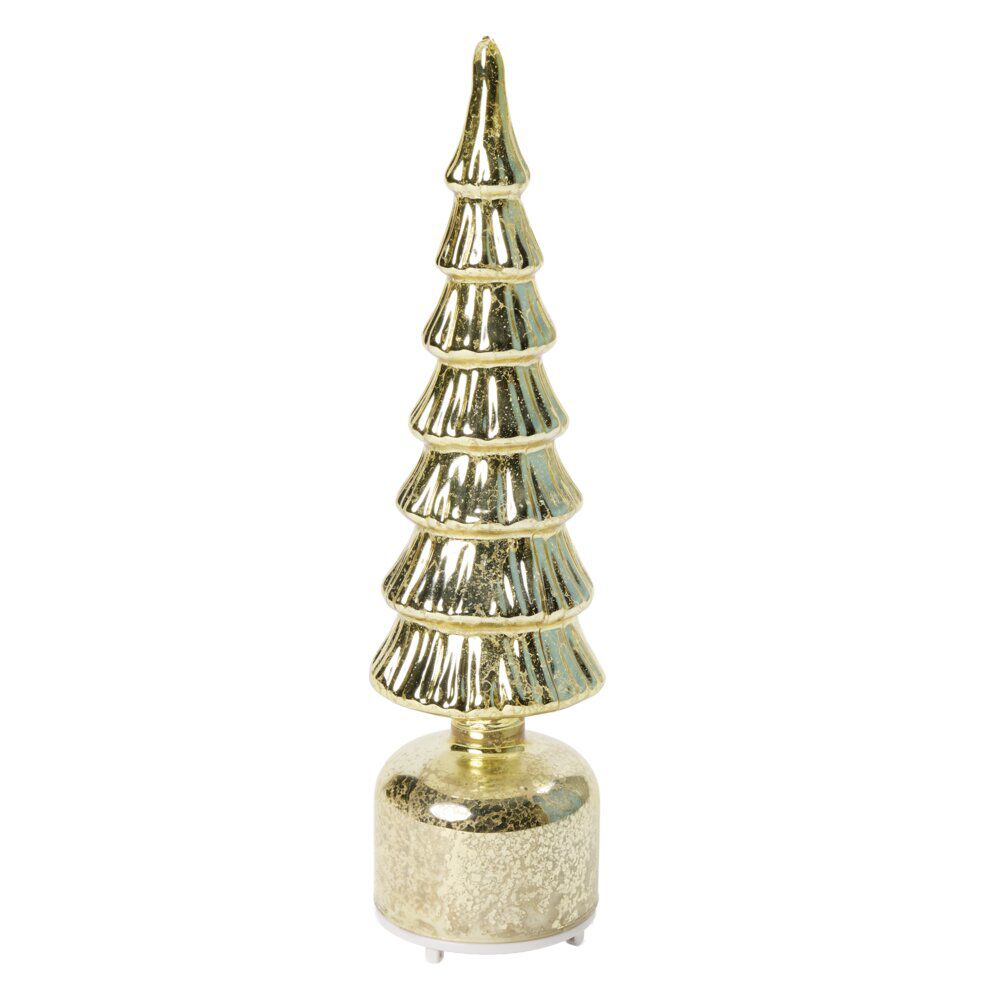 Sapin de No&euml;l animé à poser LED en verre Ø9xH36cm