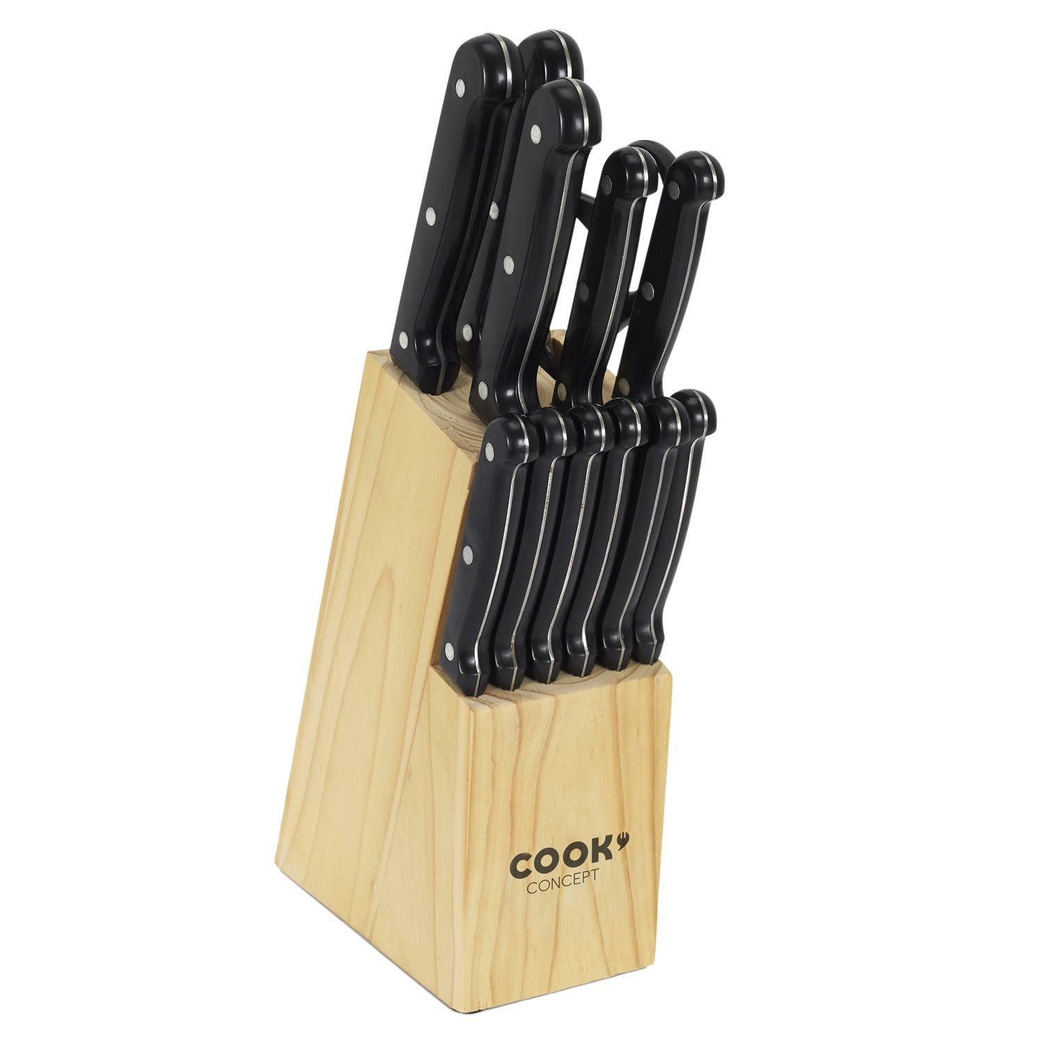 Zestaw noży Cook Concept z blokiem drewnianym i nożycami