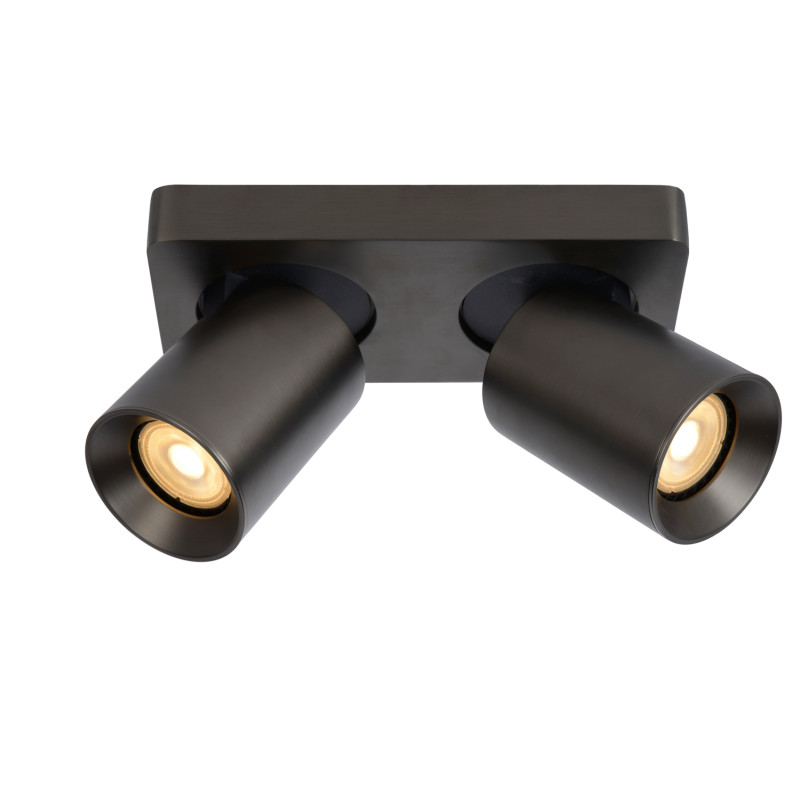 Spot LED Nigel acier noir dimmable GU10 2 x 5 W LUCIDE