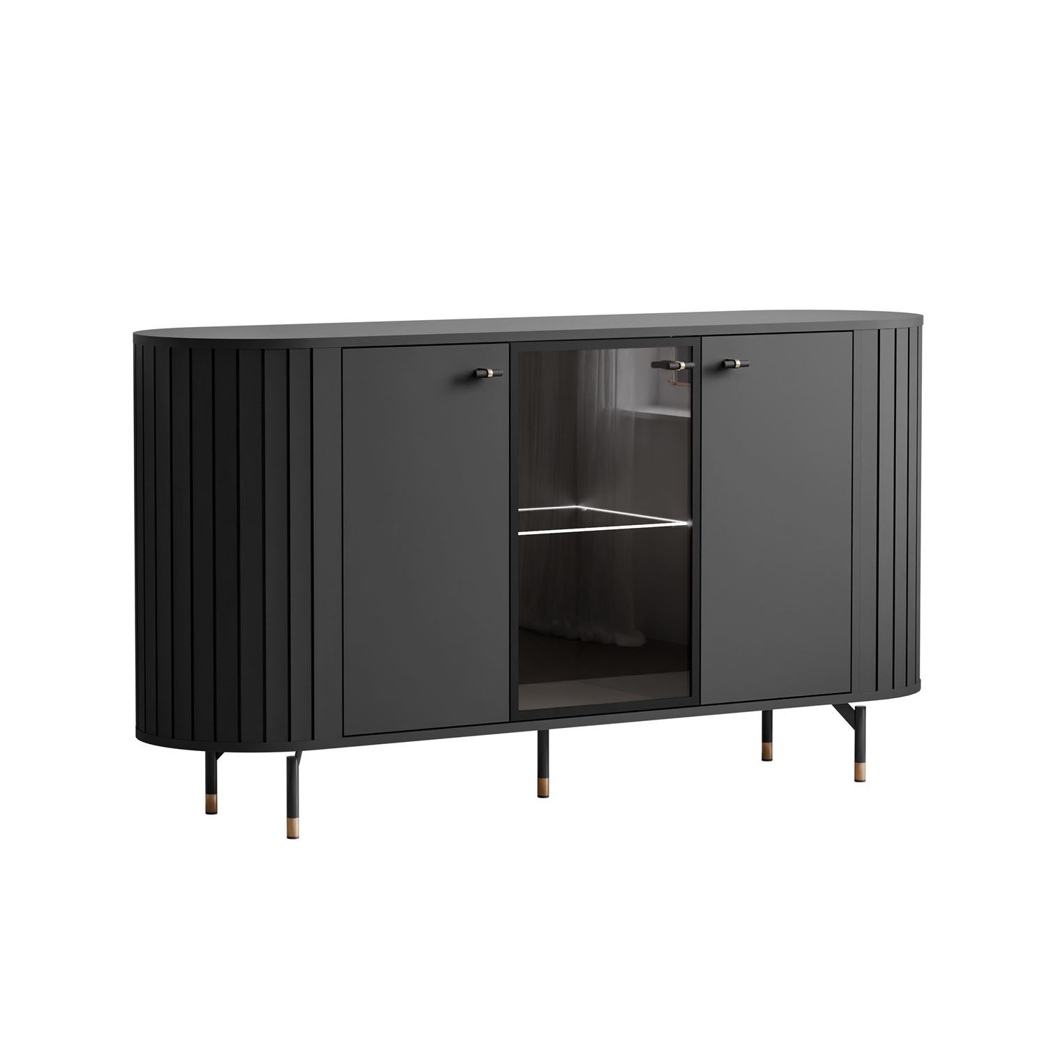 Komoda ELODIE 3D z oświetleniem LED, czarny