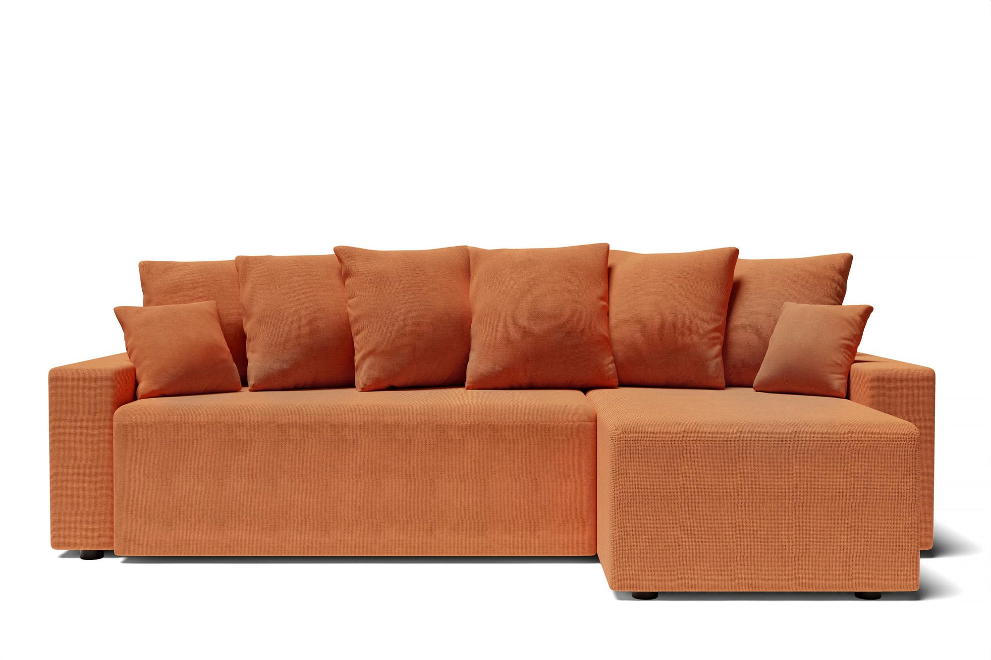 ALMA - Canapé d'angle convertible en tissu 4 places rouille