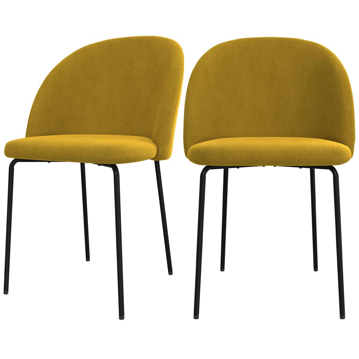 KARL - Chaise en velours jaune moutarde (lot de 2)