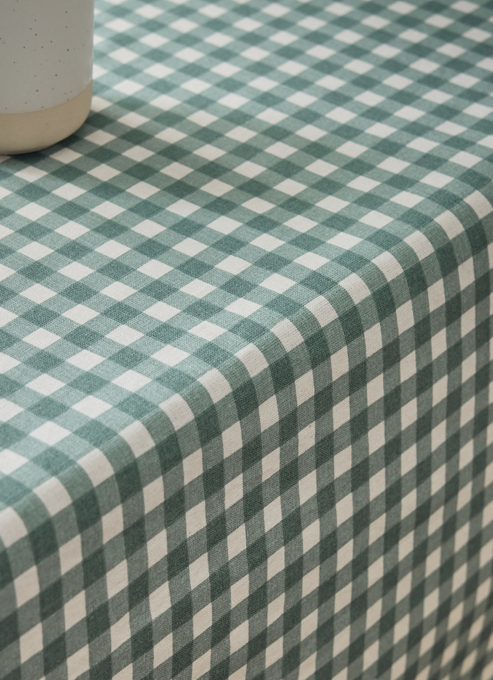 NAPPE EN COTON ENDUITE IMPRIMÉ VICHY AMANDE