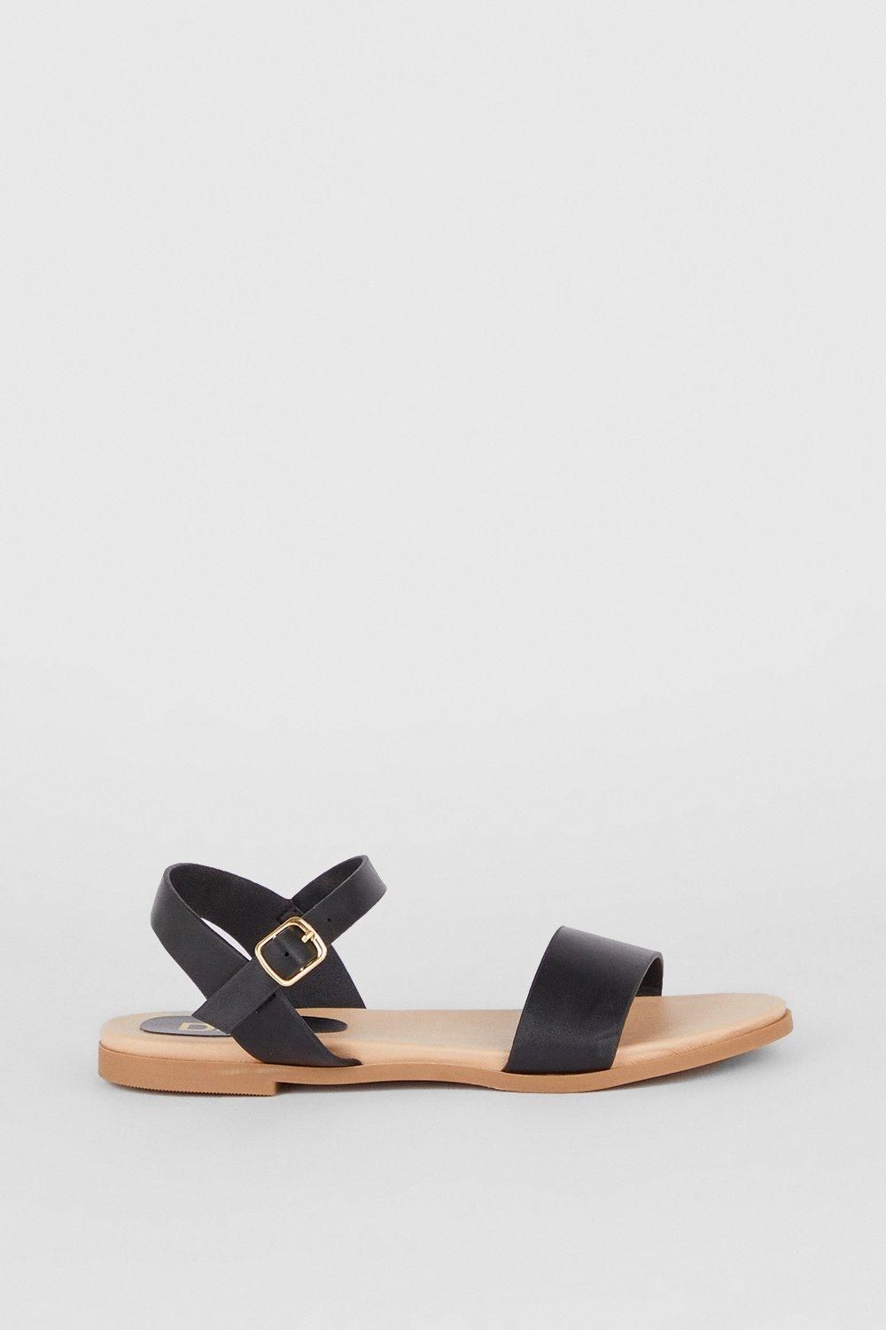 Dorothy Perkins Wide Fit Faye Faux Leather Flat Sandals