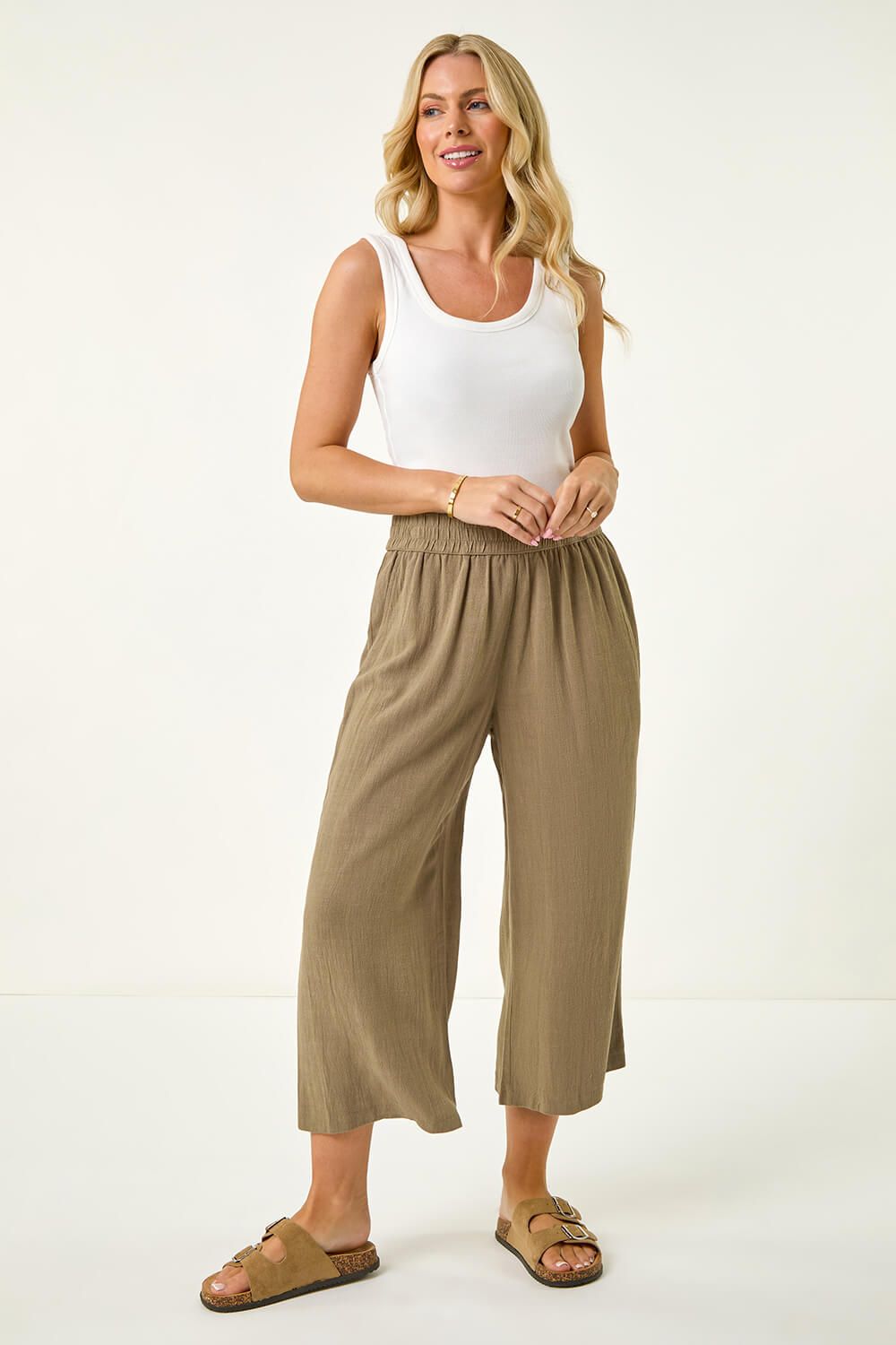 Roman Petite Linen Mix Cropped Trouser