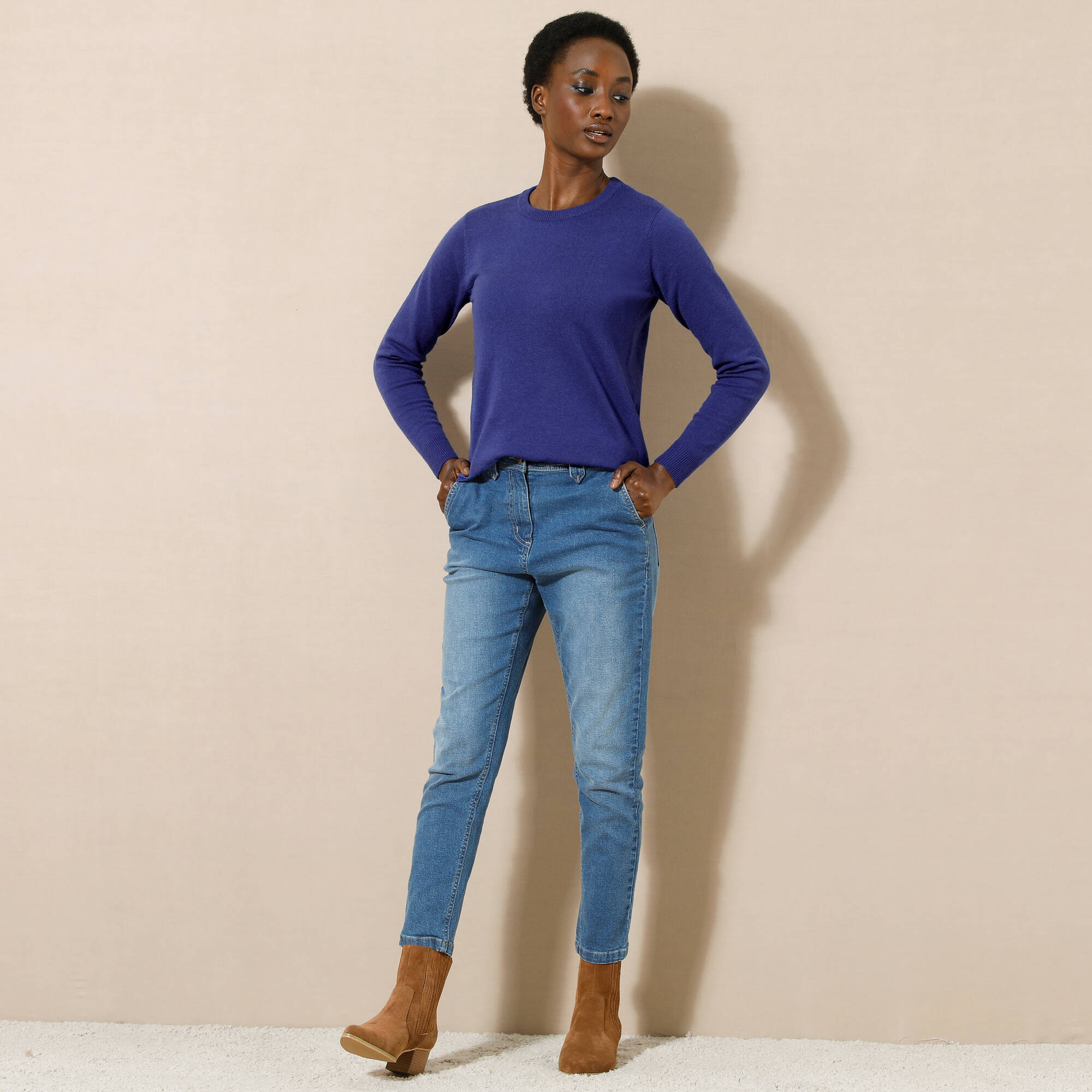 Pull col rond, laine d'agneau
