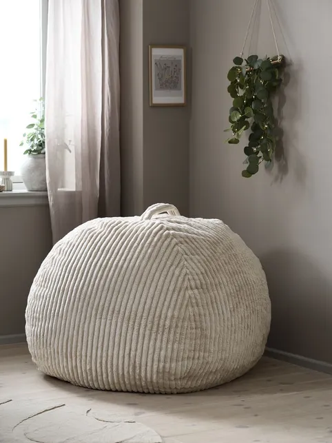 Sækkestol FOULUM 109x80x109 beige fløjl