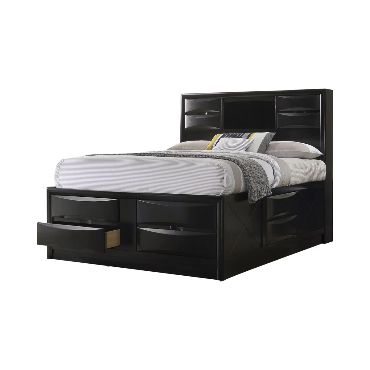 Isabel Black 5-piece Storage Bedroom Set with 2 Nightstands