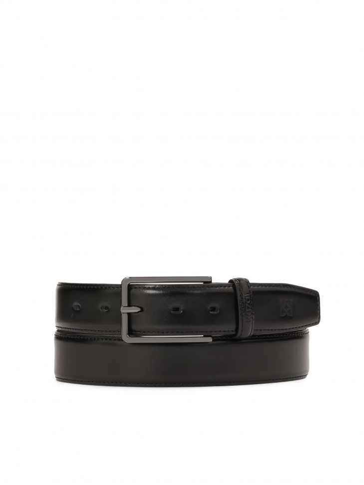 Black men's belt with stitching