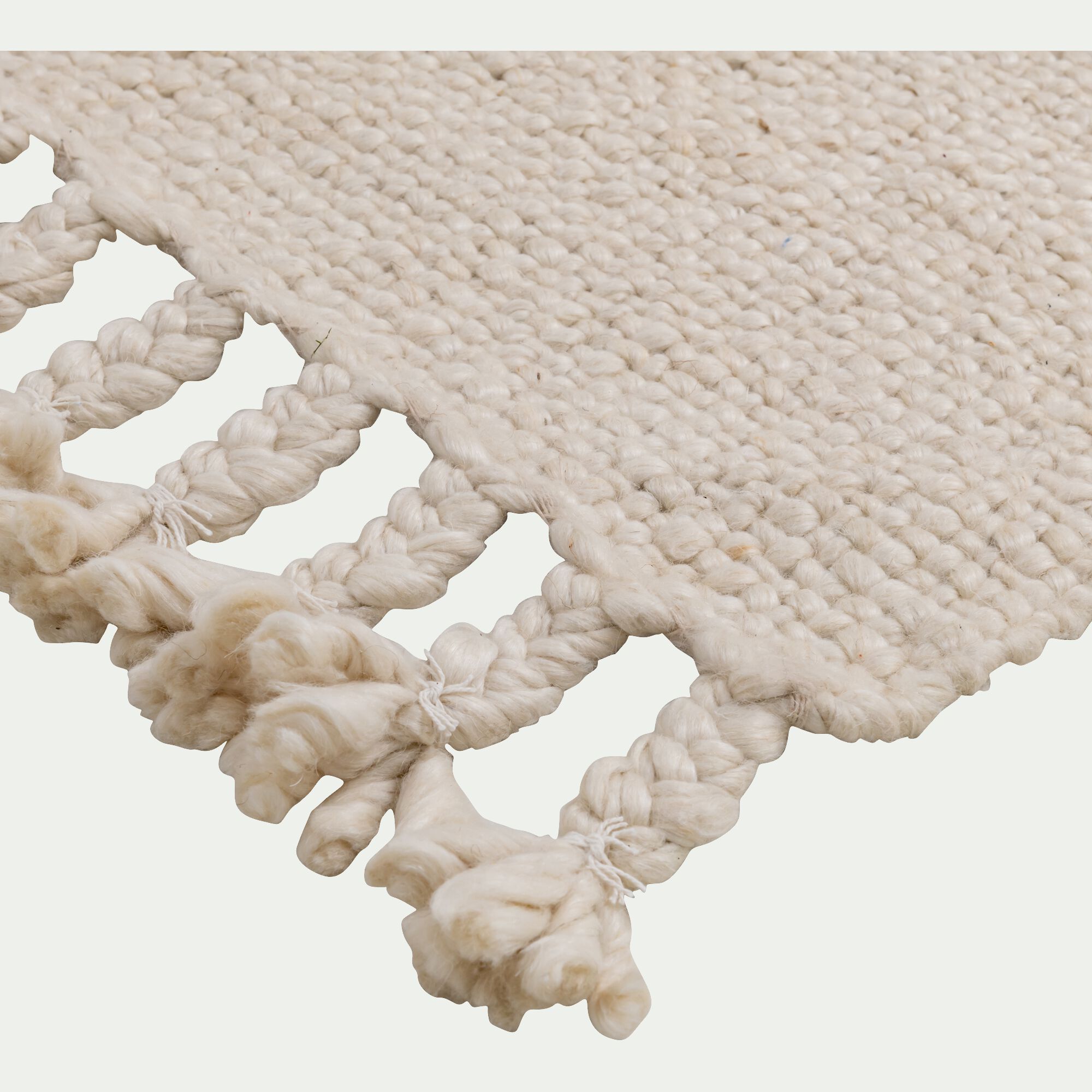 MALA - Tapis à pompons en laine 160x230cm - beige