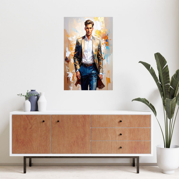 Plakat samoprzylepny do salonu Feeby Mężczyzna na pokazie mody 20x30