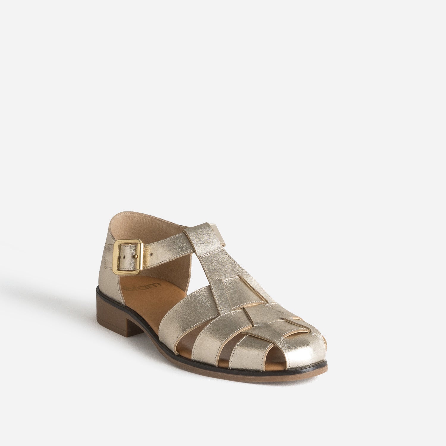 Sandale fisherman dorée cuir