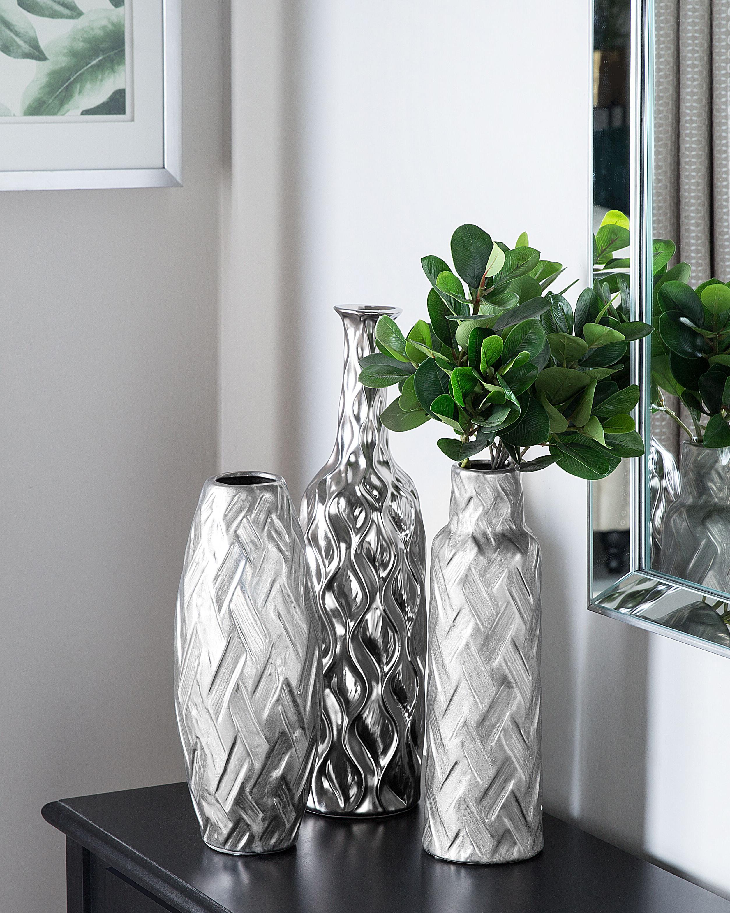 Decorative Vase ARPAD Stoneware 33 cm Silver