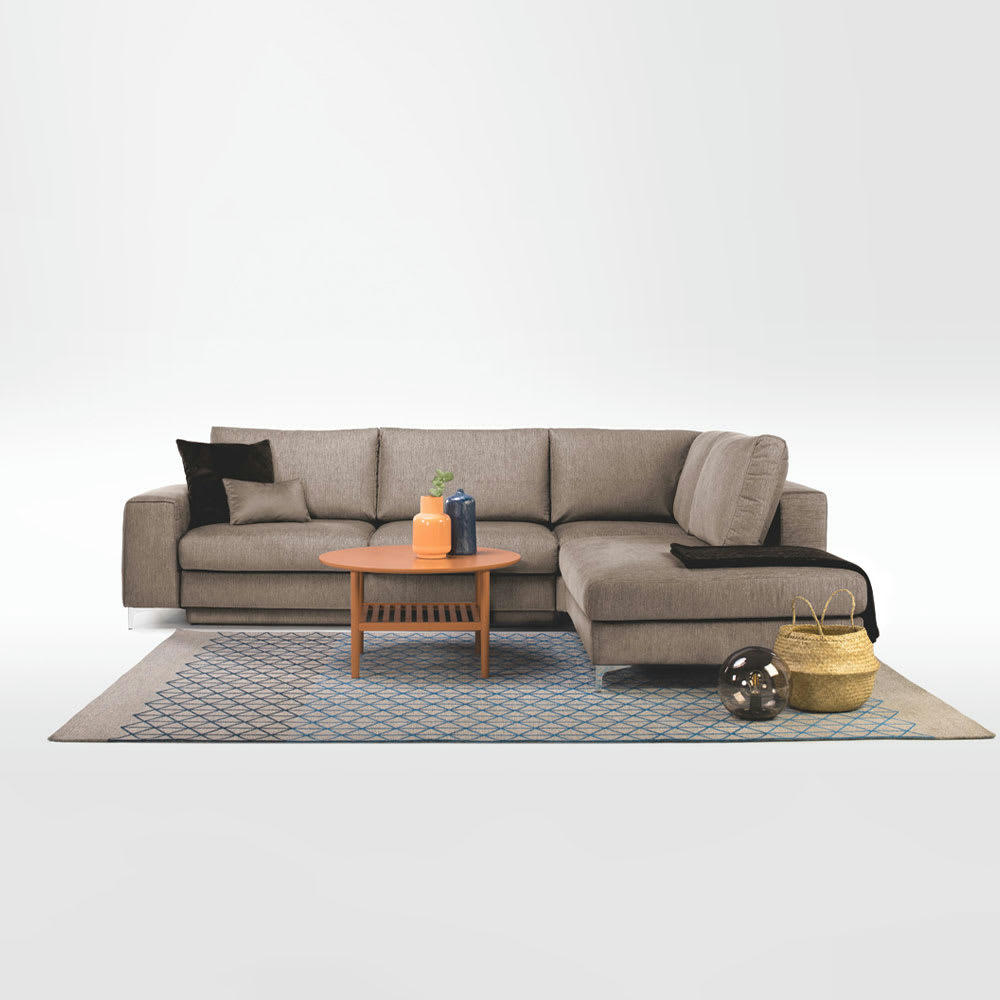 FIESOLE - Canapé 4 places tissu angle droit taupe