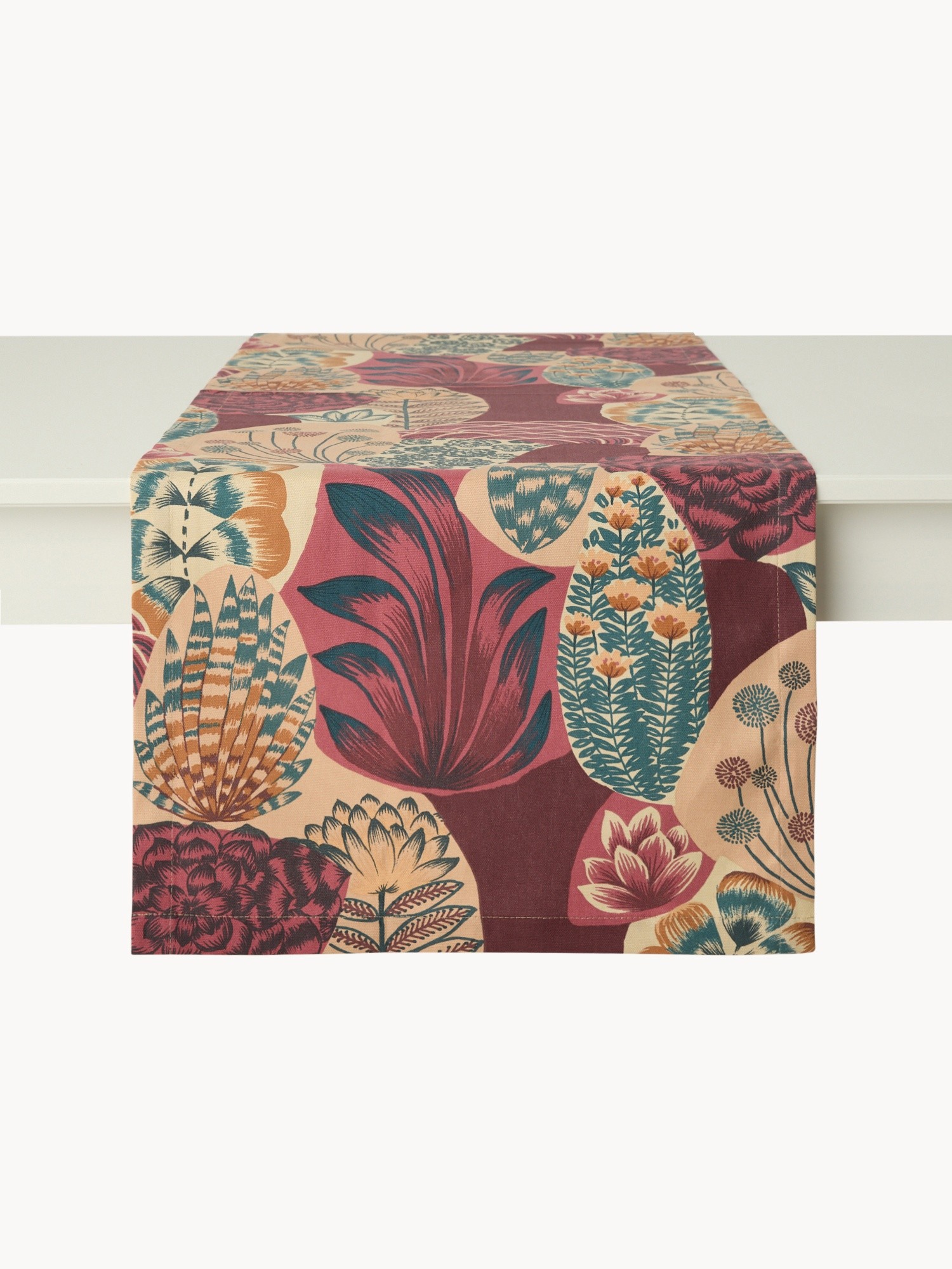 Runner in panama di puro cotone con stampa cactus - Prezzo di lancio