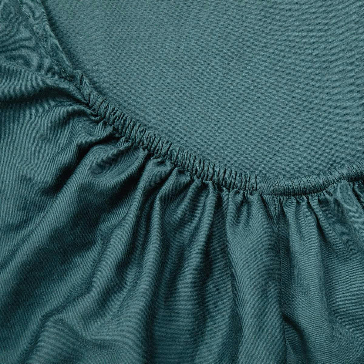 PALERME - Drap housse en satin de coton lavé vert 180 x 200 cm