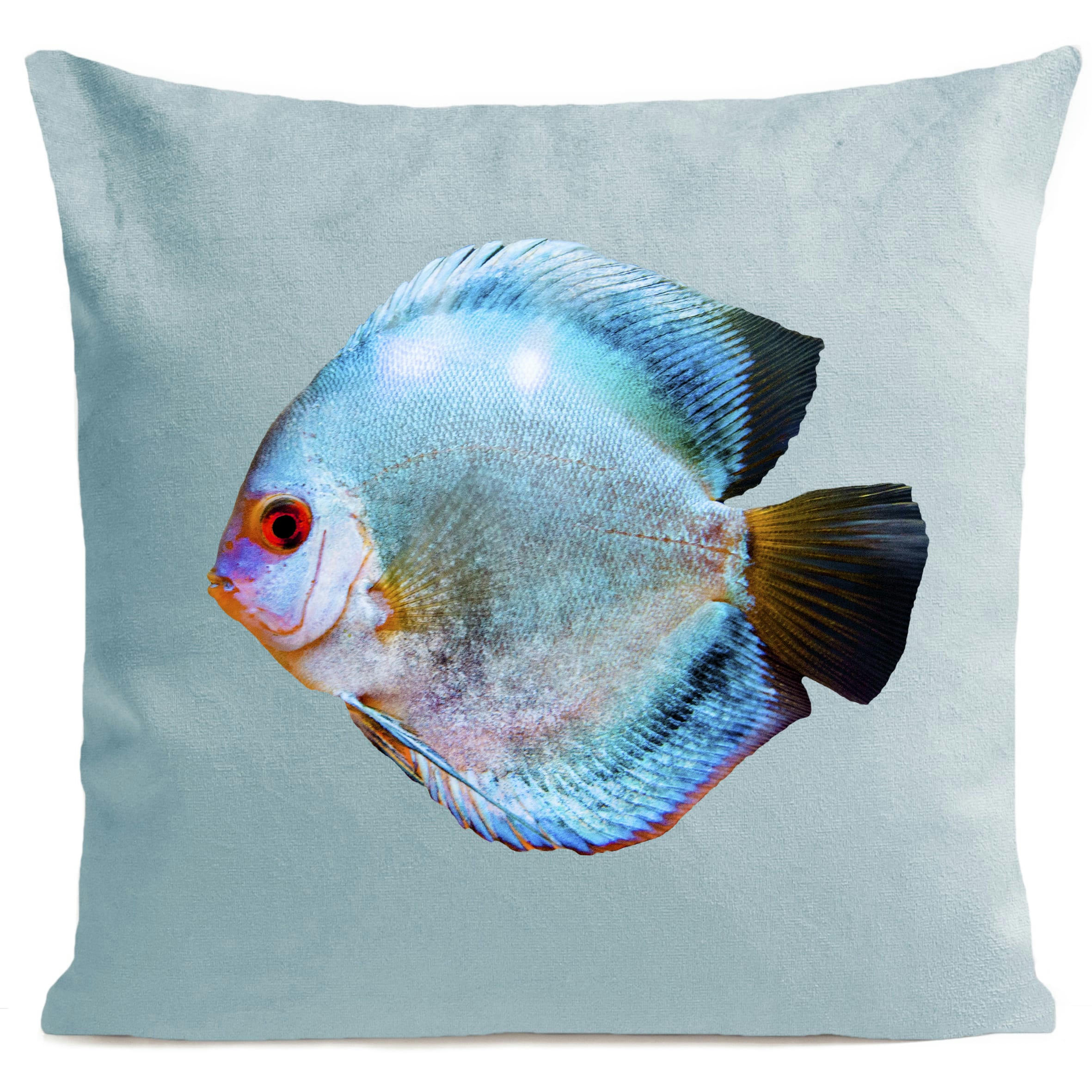 - Coussin bord de mer poisson suédine bleu 40x40cm