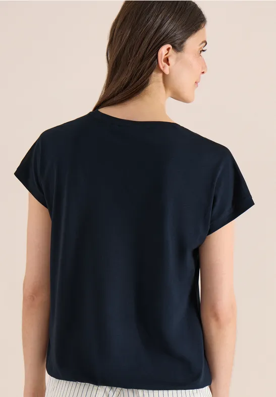 T-Shirt mit V-Neck und Spitzendetail
