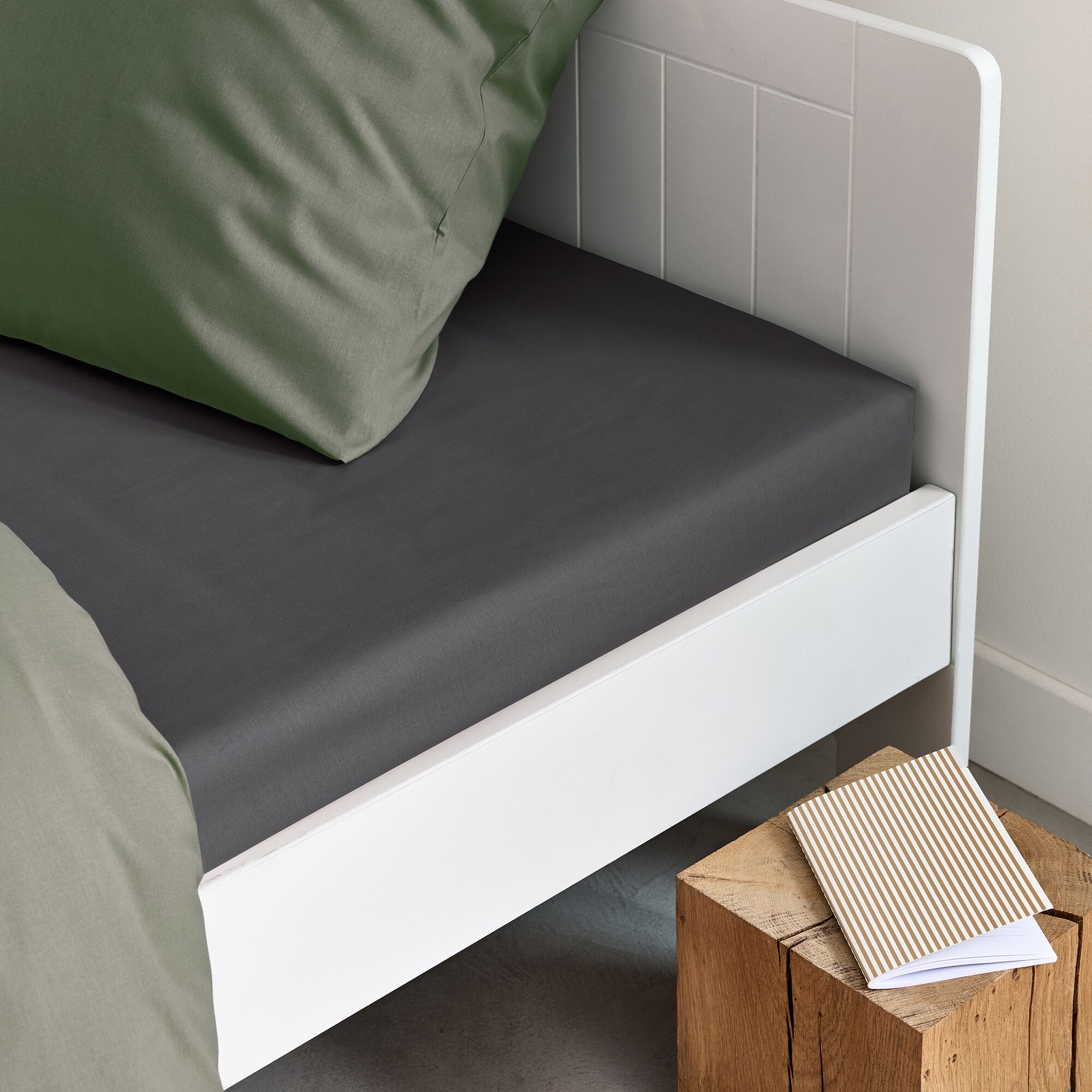 CALANQUES - Linge de lit uni en coton - gris ardoise