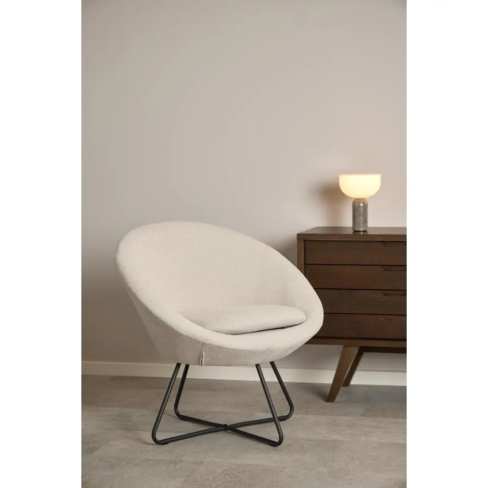 Fauteuil Beige Stof - Zithoogte 47cm - Eva