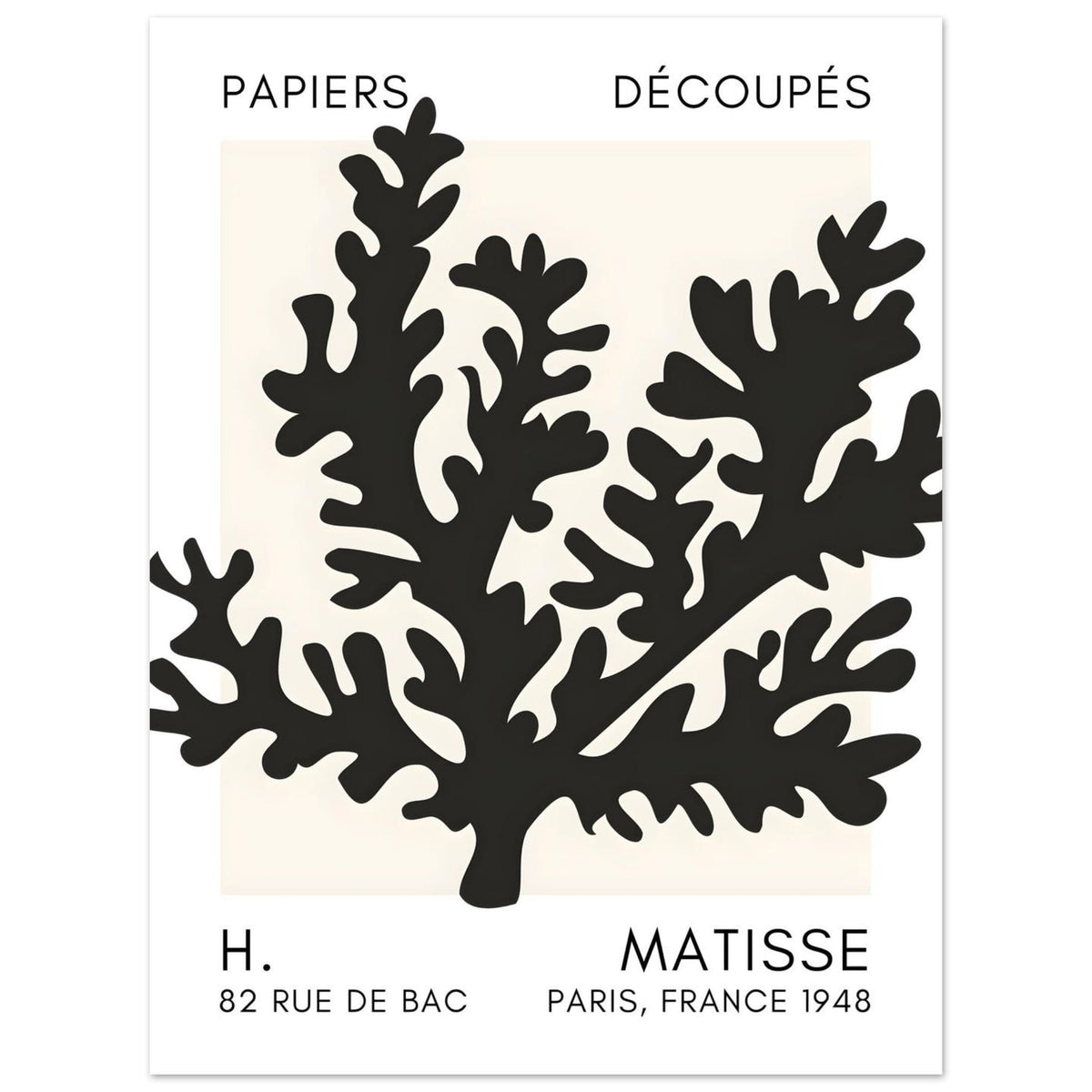 Artfulprints Poster Matisse – Aqua bloom black  - 30x40 cm - Zwart