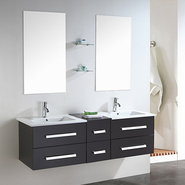 Meuble de Salle de Bain noir 150 cm Lavabo inclusIsabel