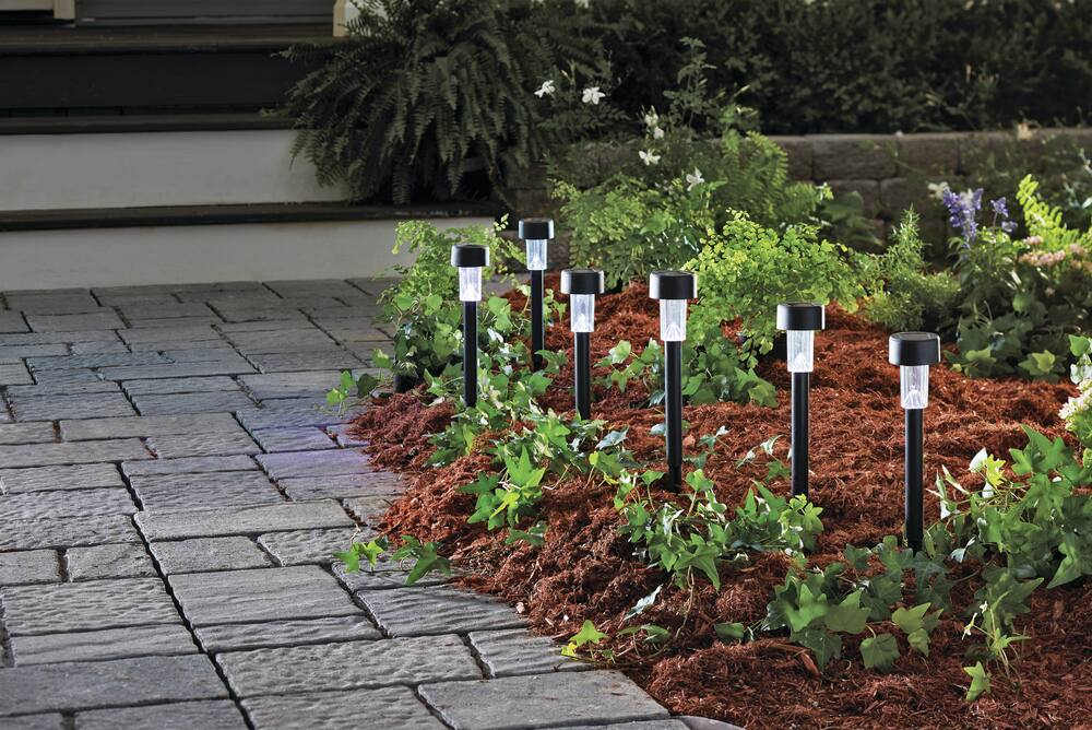 For Living Outdoor White LED Solar Plastic Pathway & Garden Stake Lights, 6-pk