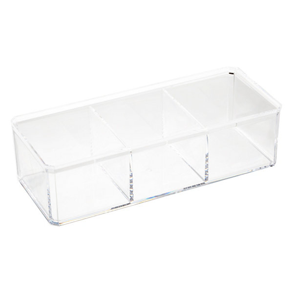 Boîte de rangement coton avec couvercle, plastique transparent, l.9,5cm x H.8,3cm x P. 22,8cm, Five Simply Smart Selena