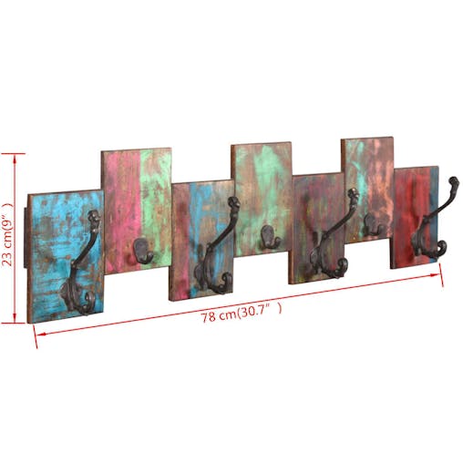 NNEVL Coat Rack with 7 Hooks Solid Reclaimed Wood