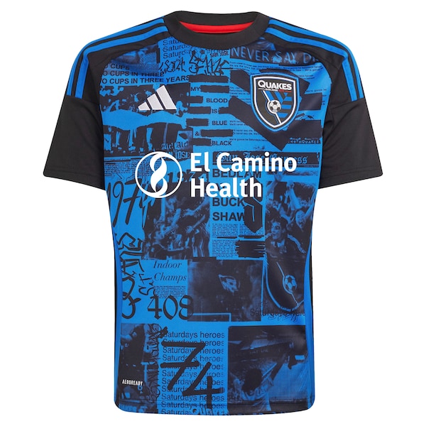 San Jose Earthquakes adidas Youth 2025 Headliner Replica Custom Jersey - Black