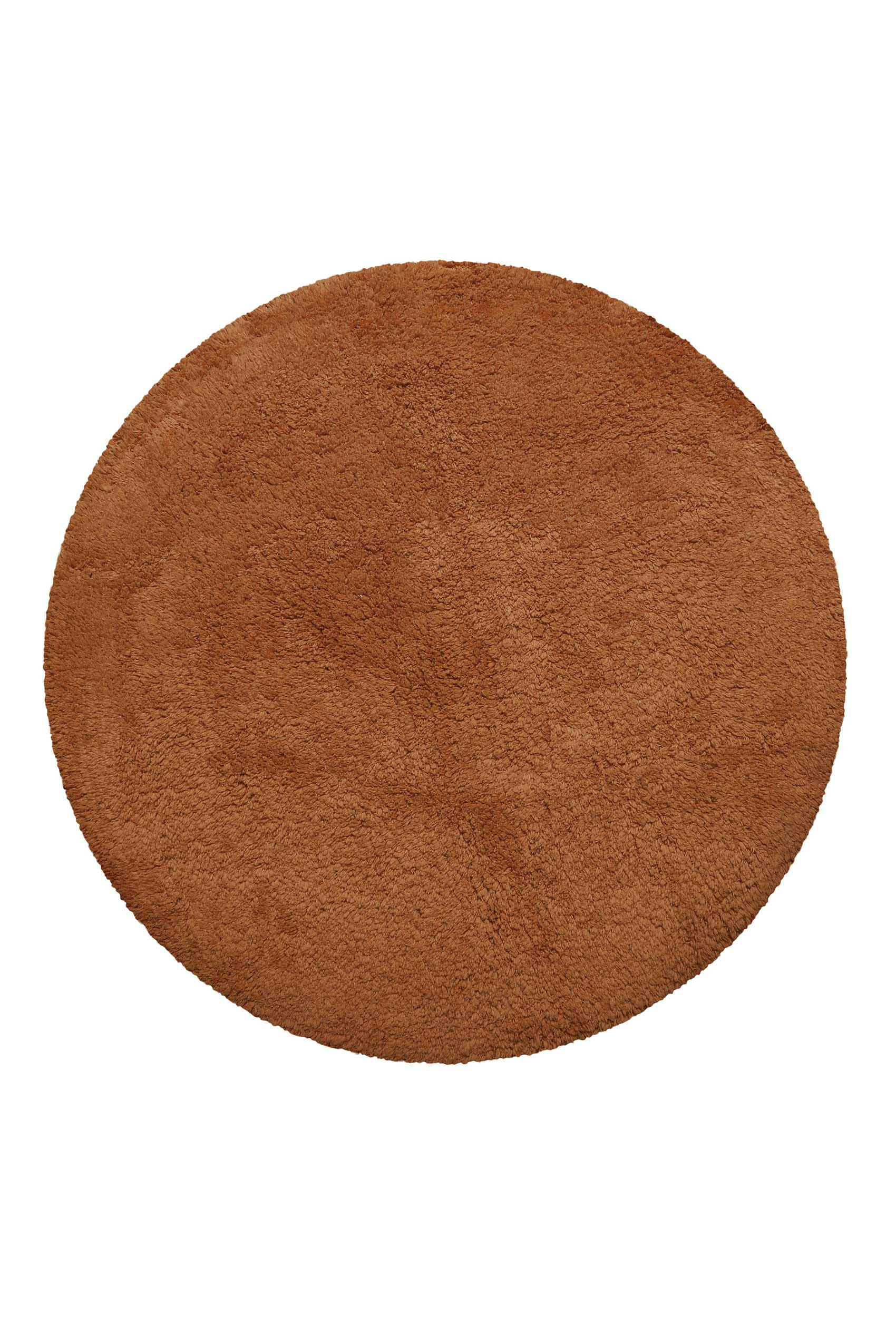 OLE - Tapis de bain rond doux terracotta coton 90 rd.