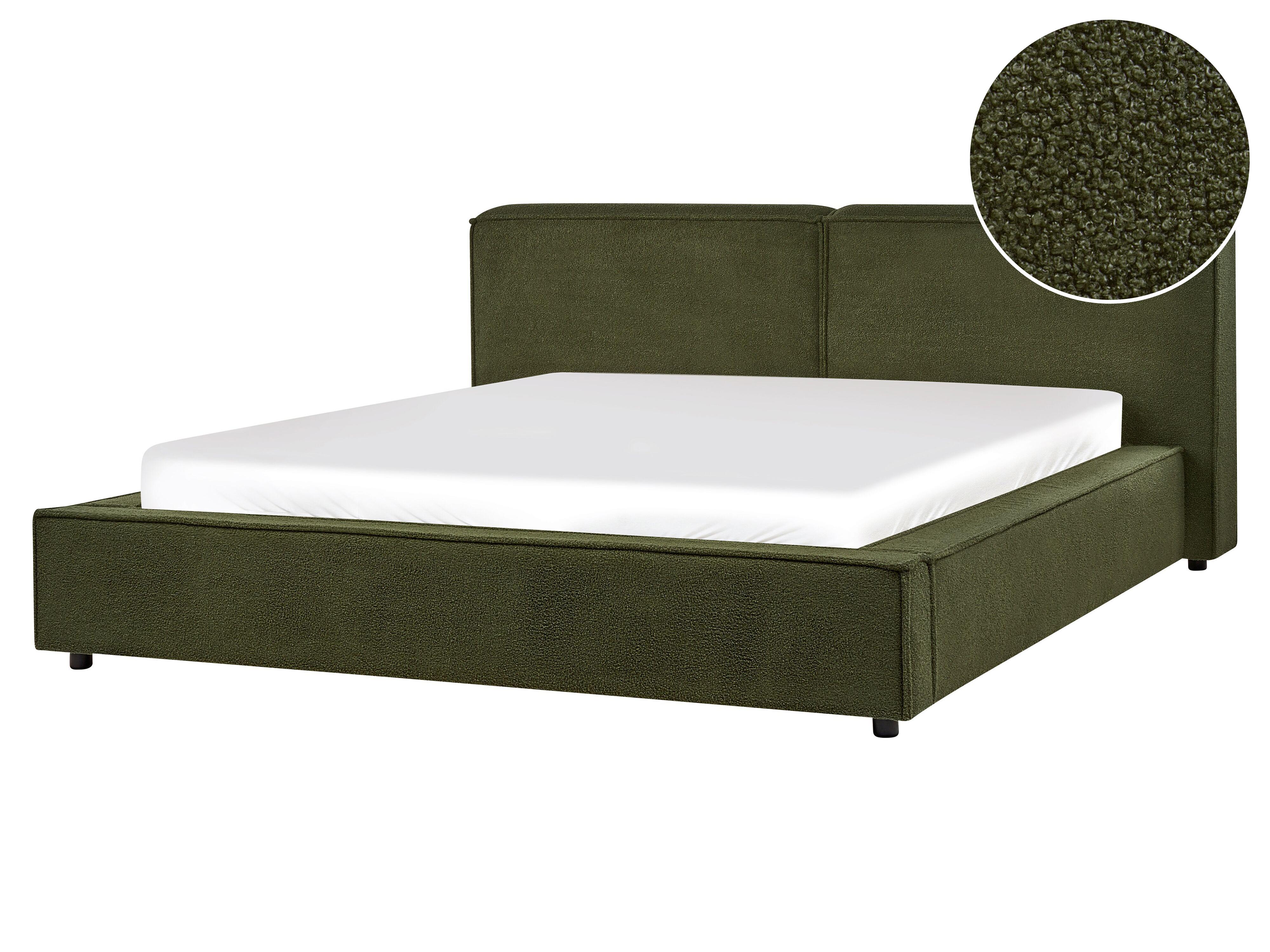 Bed Boucle LINARDS 160 x 200 cm (EU King Size) Dark Green