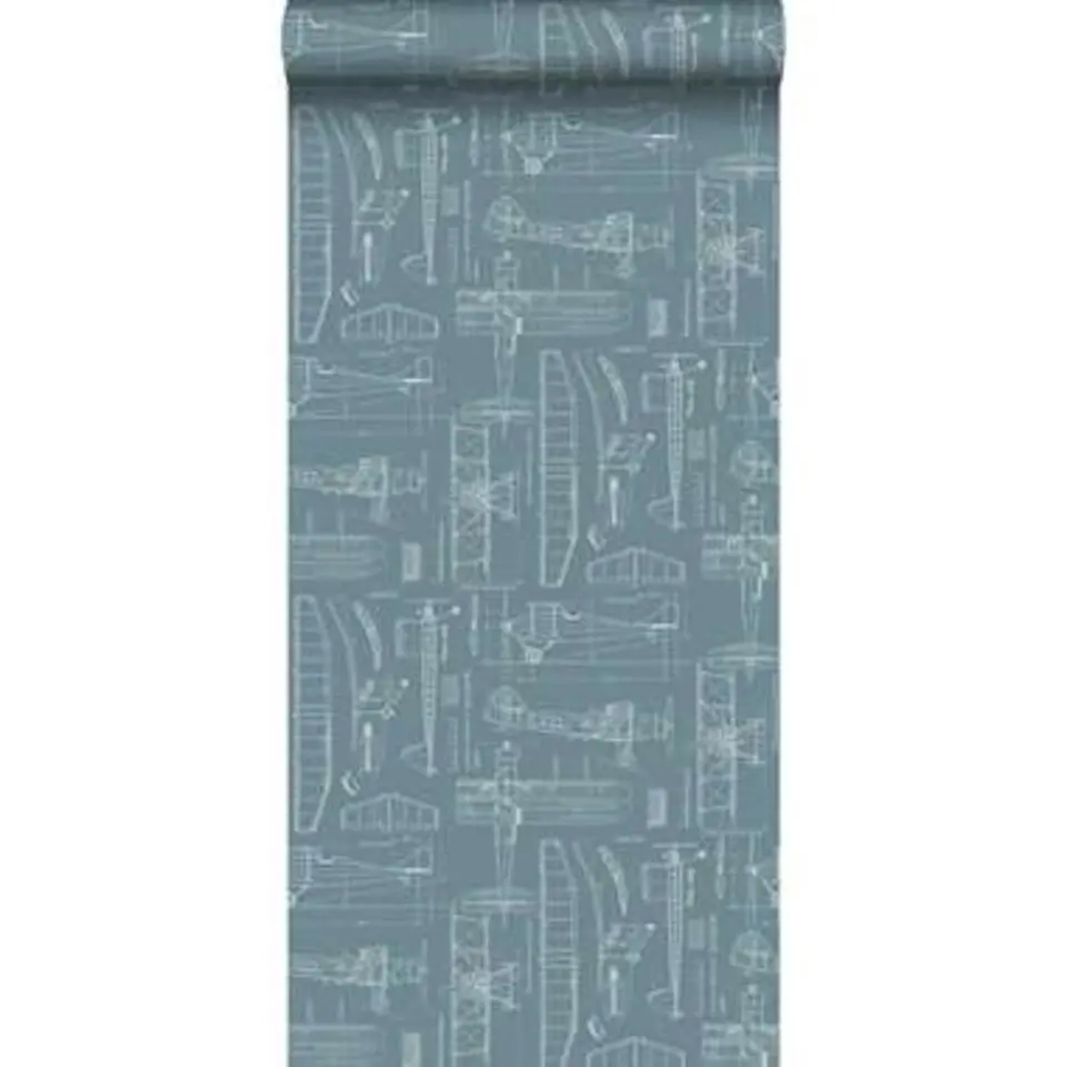 ESTAhome behang - vliegtuigen - donker vintage - 53 cm x 10,05 m