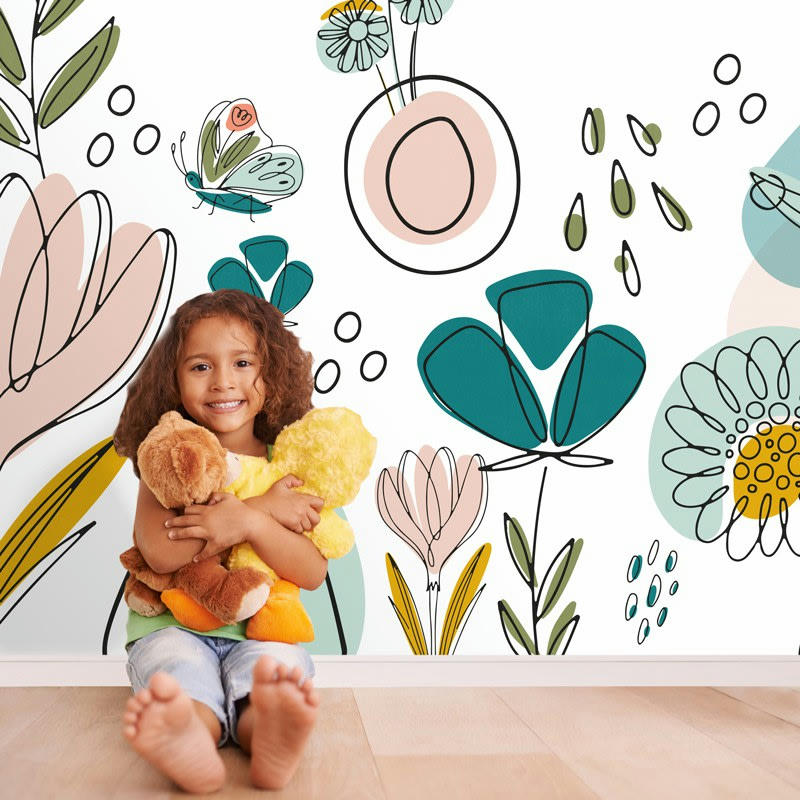 IMAGINAIRE - Papier Peint Panoramique L336xH270cm Multicolore Fleurs