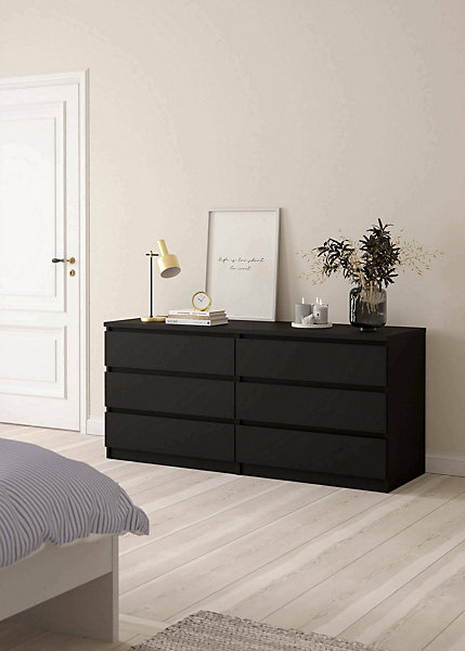 Commode Aci, Commode polyvalente, Commode de chambre, Meuble avec tiroirs, 154x50 h70 cm, Noir