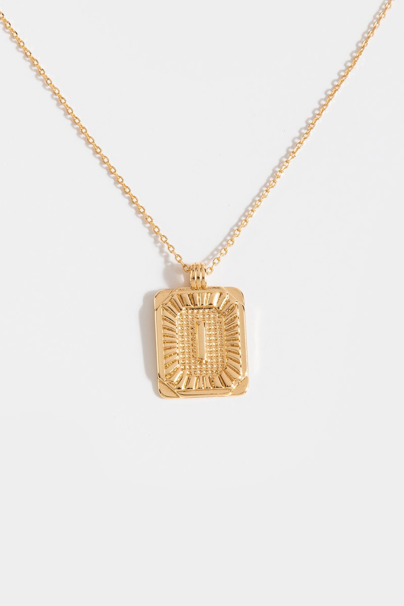 Initial ID Tag Pendant Necklace