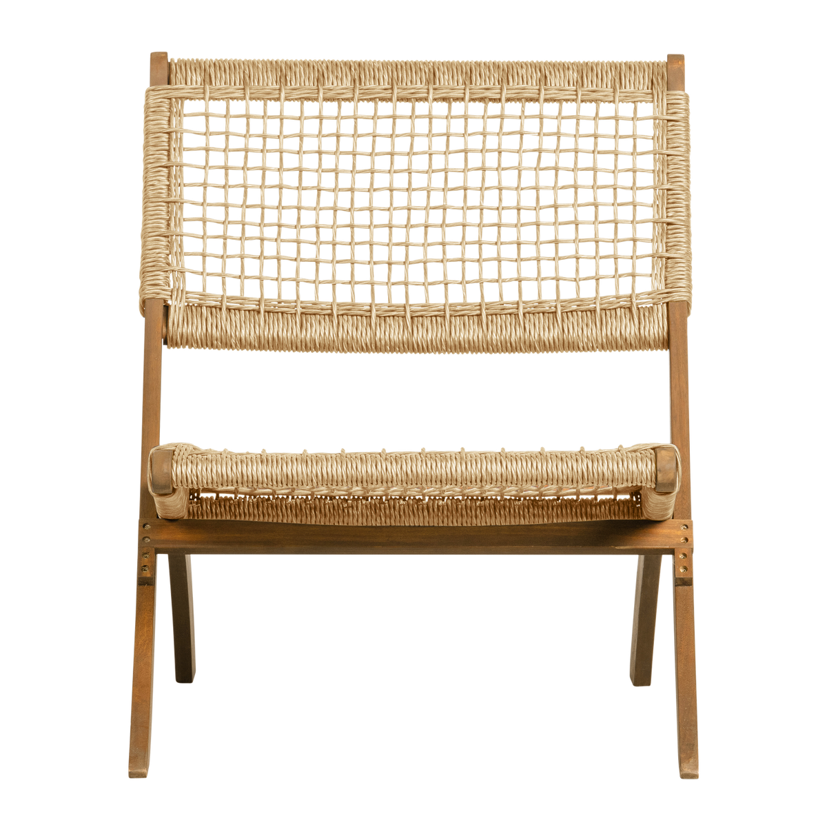WOOOD klapstoel tuin geruit Lois - Hout - Naturel - 73x60x78