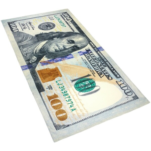 KAUFMAN - 100 Dollar Bill & American Flag Printed Beach Towel Set 30x60