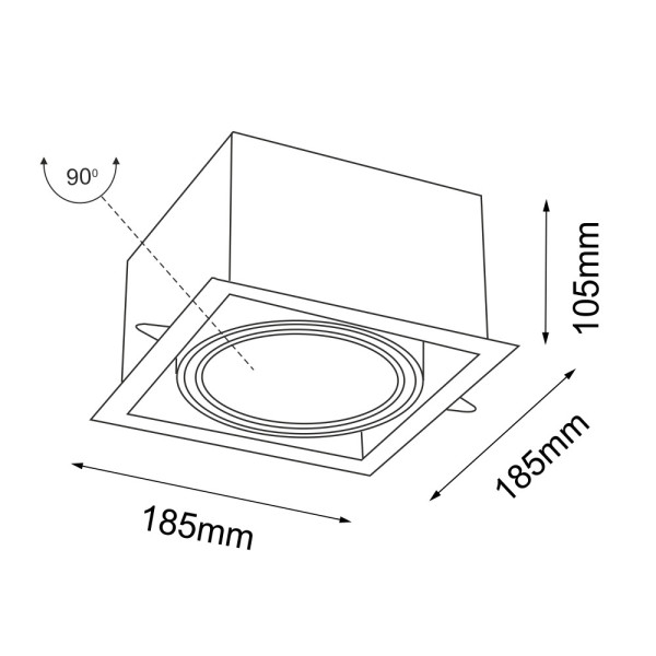 Oprawa wpuszczana oczko kwadratowa biała 18,5cm MUKO 1xGU10x18W IP20 Shilo