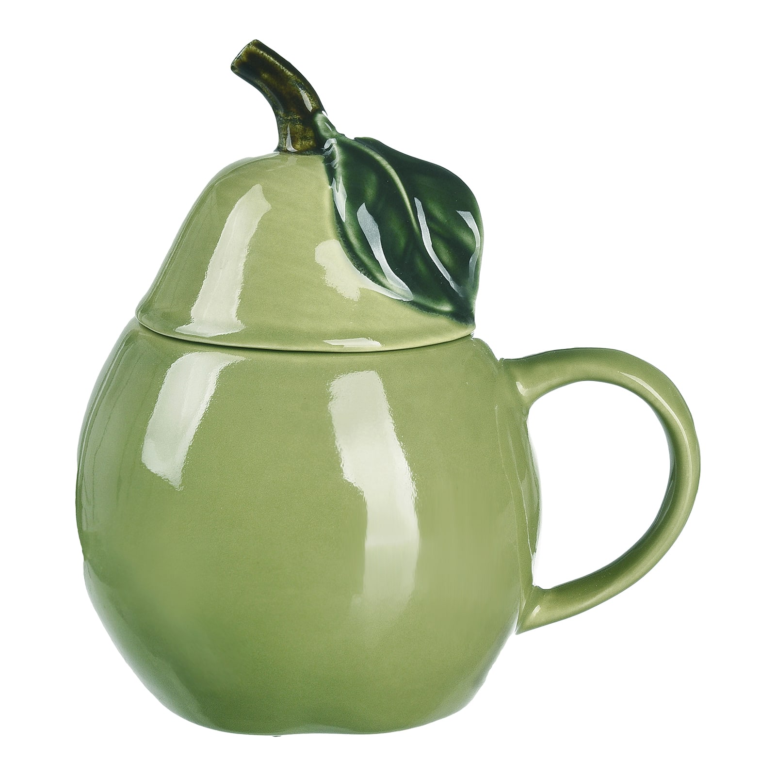 Tasse Birne mit Deckel Grün,B 135 x H 145 x T 105 mm