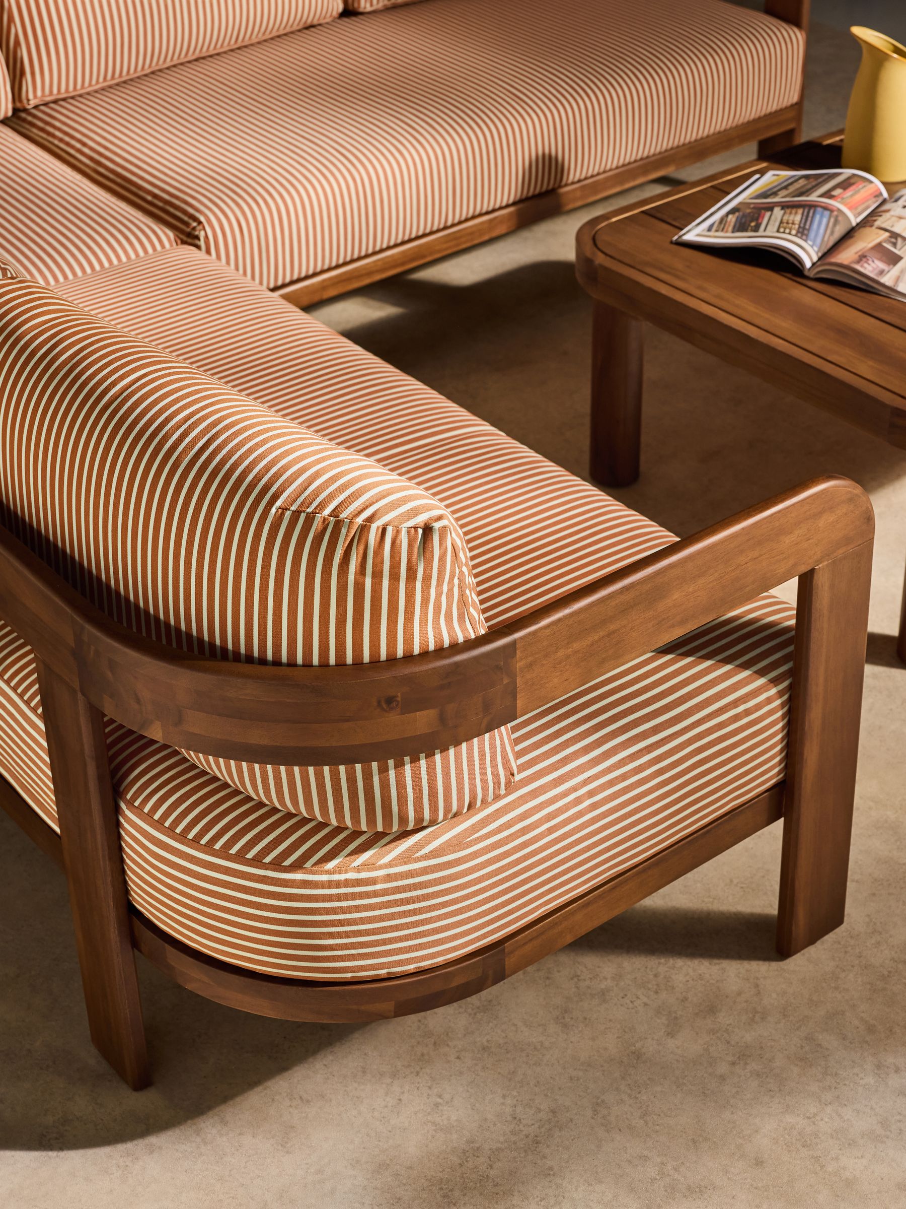Eliana Garden Corner Lounge Set in Rust and Green Stripe