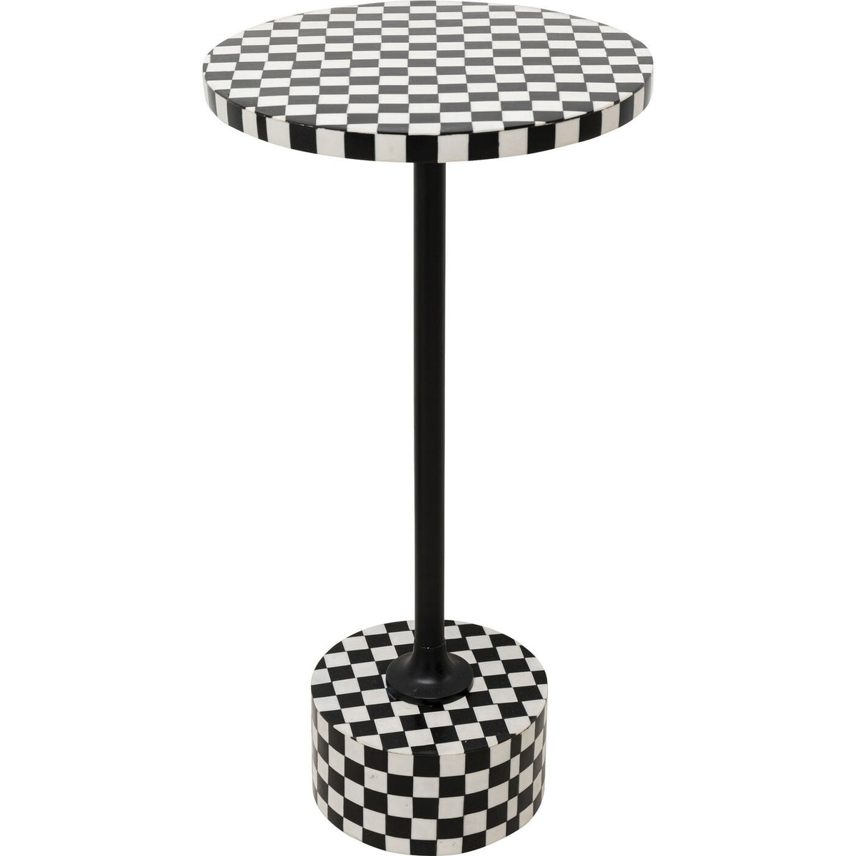Kare Design Bijzettafel Domero Chess Ø25cm zwart en wit