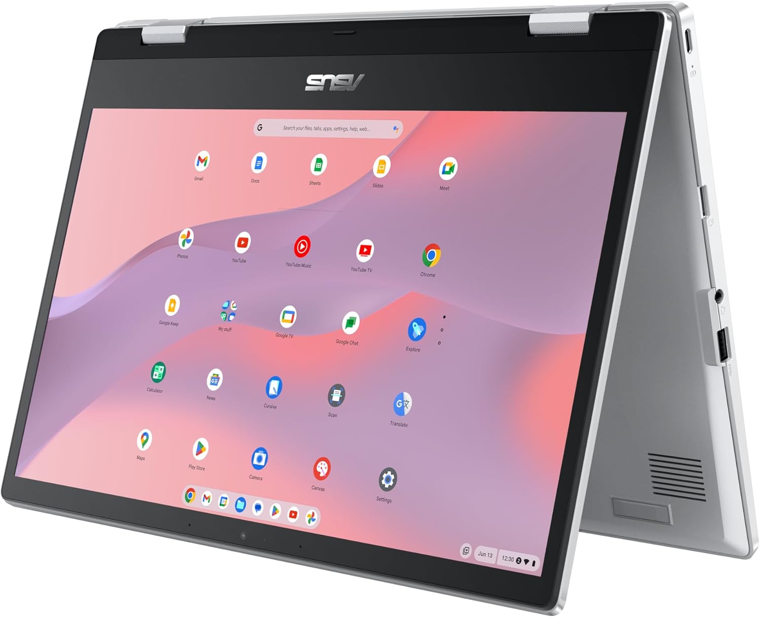 ASUS Chromebook Flip CX1 Convertible Laptop  14 FHD NanoEdge 360-degree Touchscreen  Intel Celeron N4500 Processor  128GB eMMC Storage  8GB RAM  ChromeOS  Transparent Silver  CX1400FKA-AS88FT