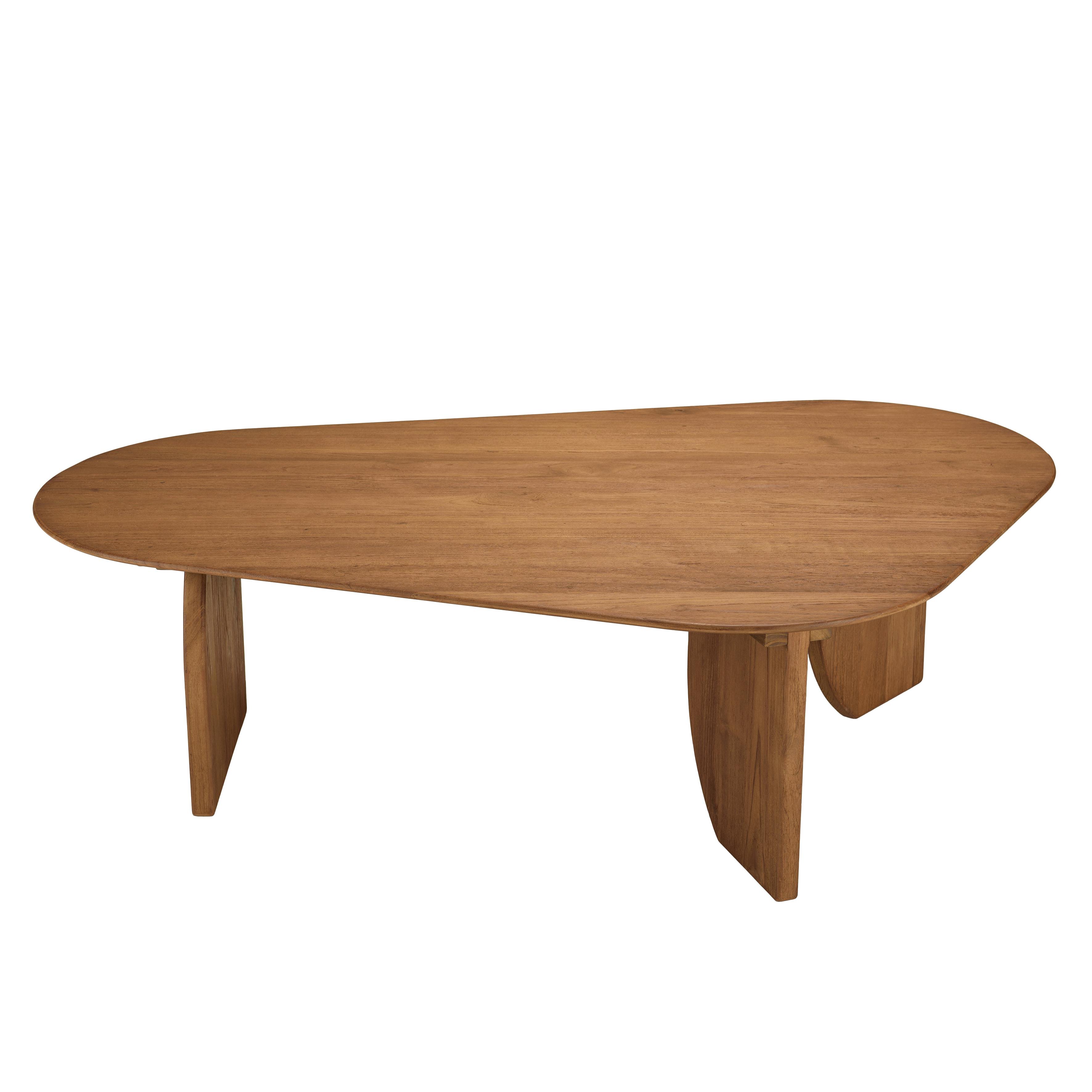 Table basse forme organique 120x80cm en bois de teck recyclé SWING