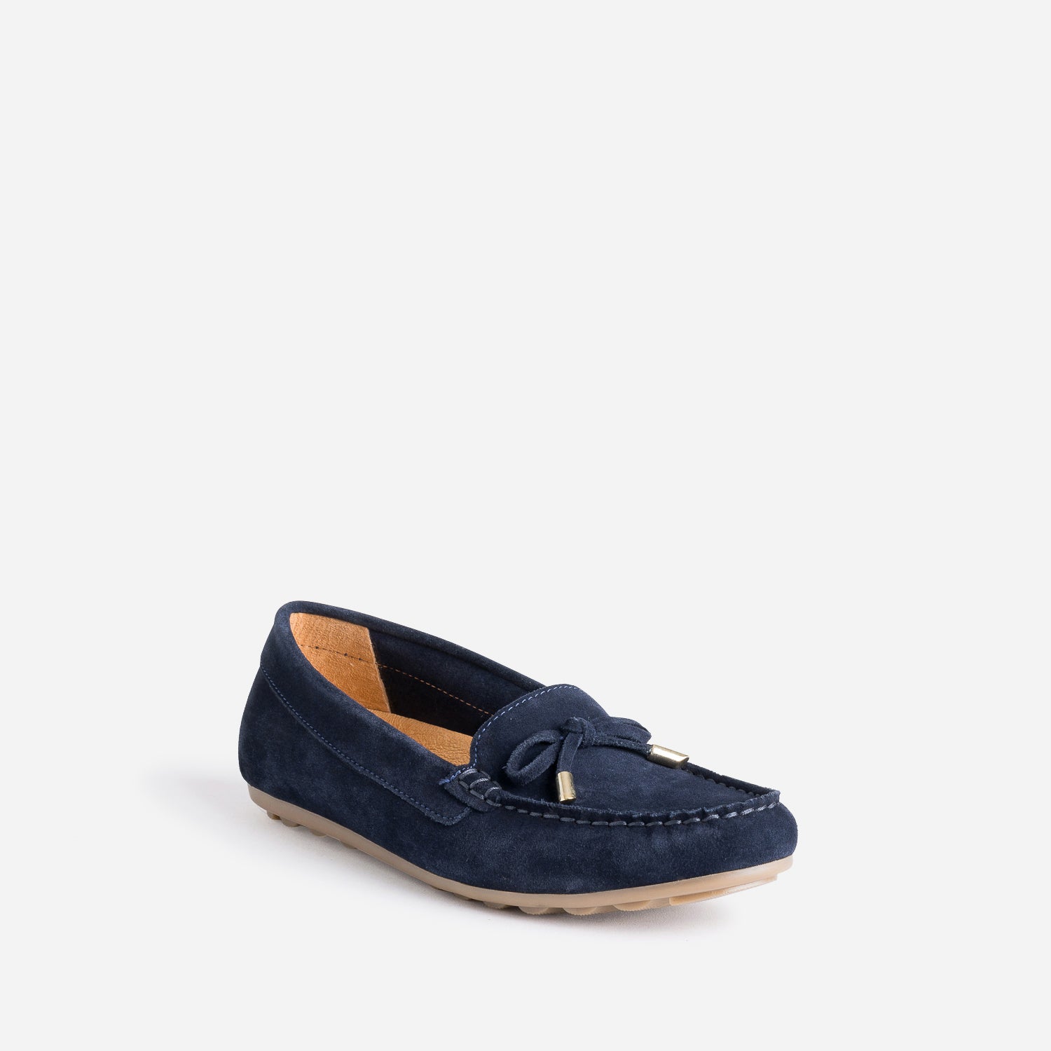 Mocassin bleu marine en cuir velours