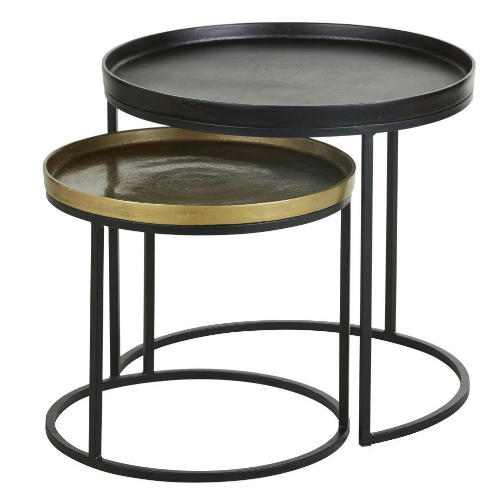 DANIELA - Bouts de canapé en aluminium et métal recyclé noir et doré (2)