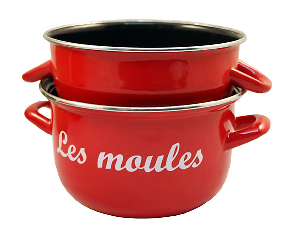 Marmite à moules 24 cm émaillé rouge