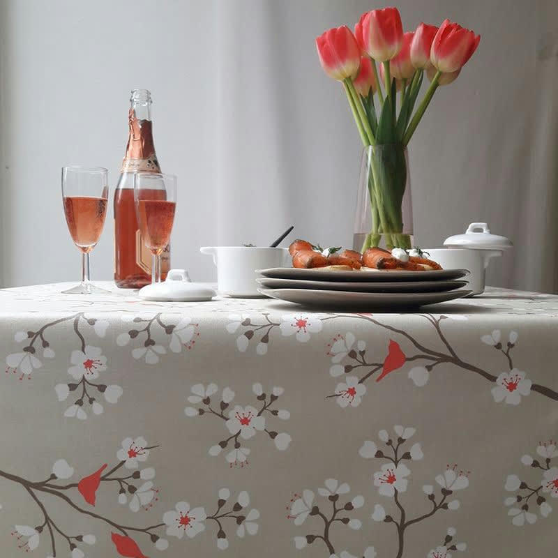 CERISIER - Nappe enduite ronde 160 x 160 cm taupe