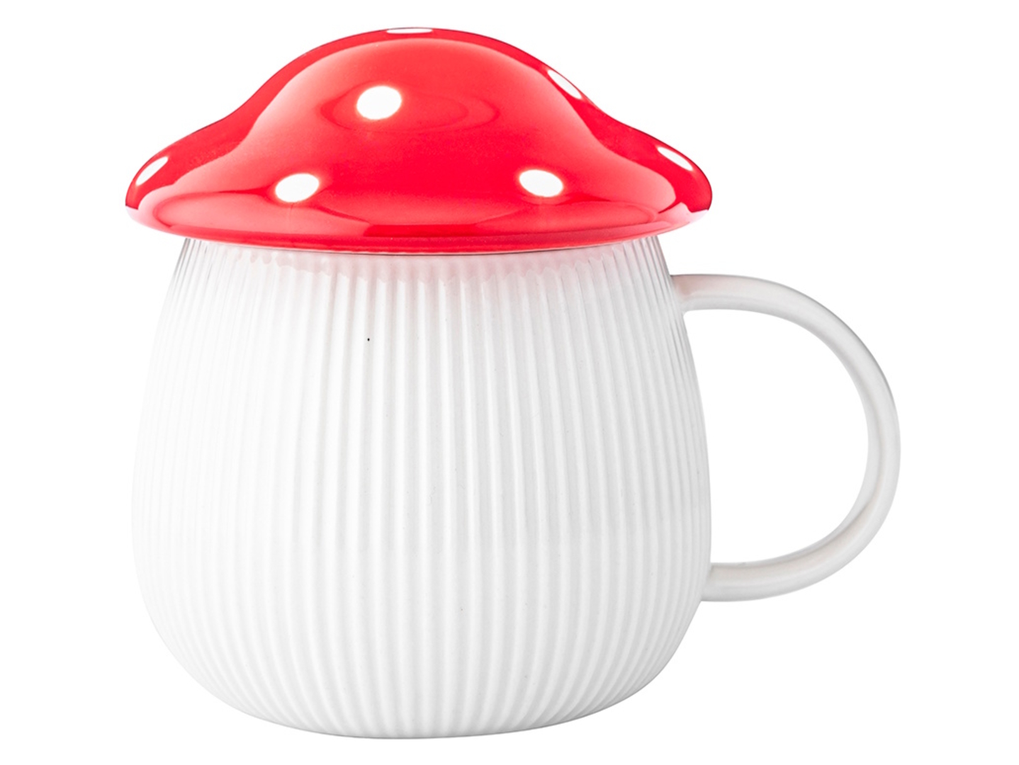 Kubek ceramiczny Pod kapeluszem 370 ml biało-czerwony